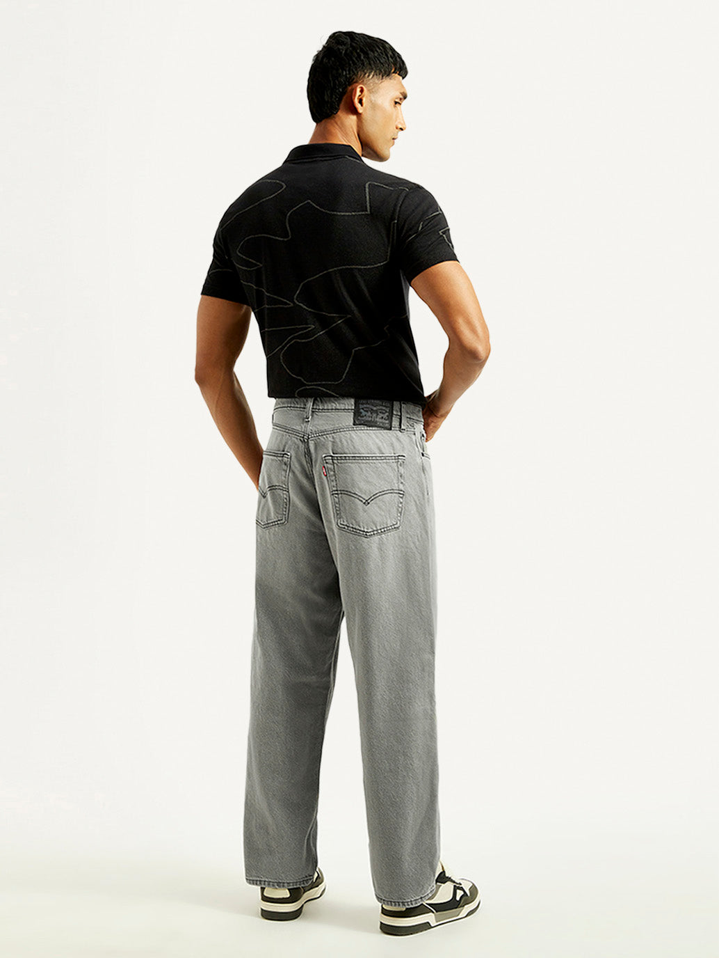 Men's 578 Light Grey Loose Fit Mid Rise Jeans - Back View