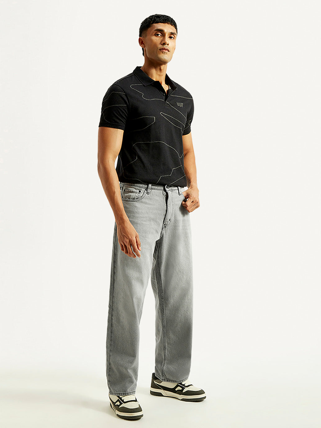 Men's 578 Light Grey Loose Fit Mid Rise Jeans - Side View