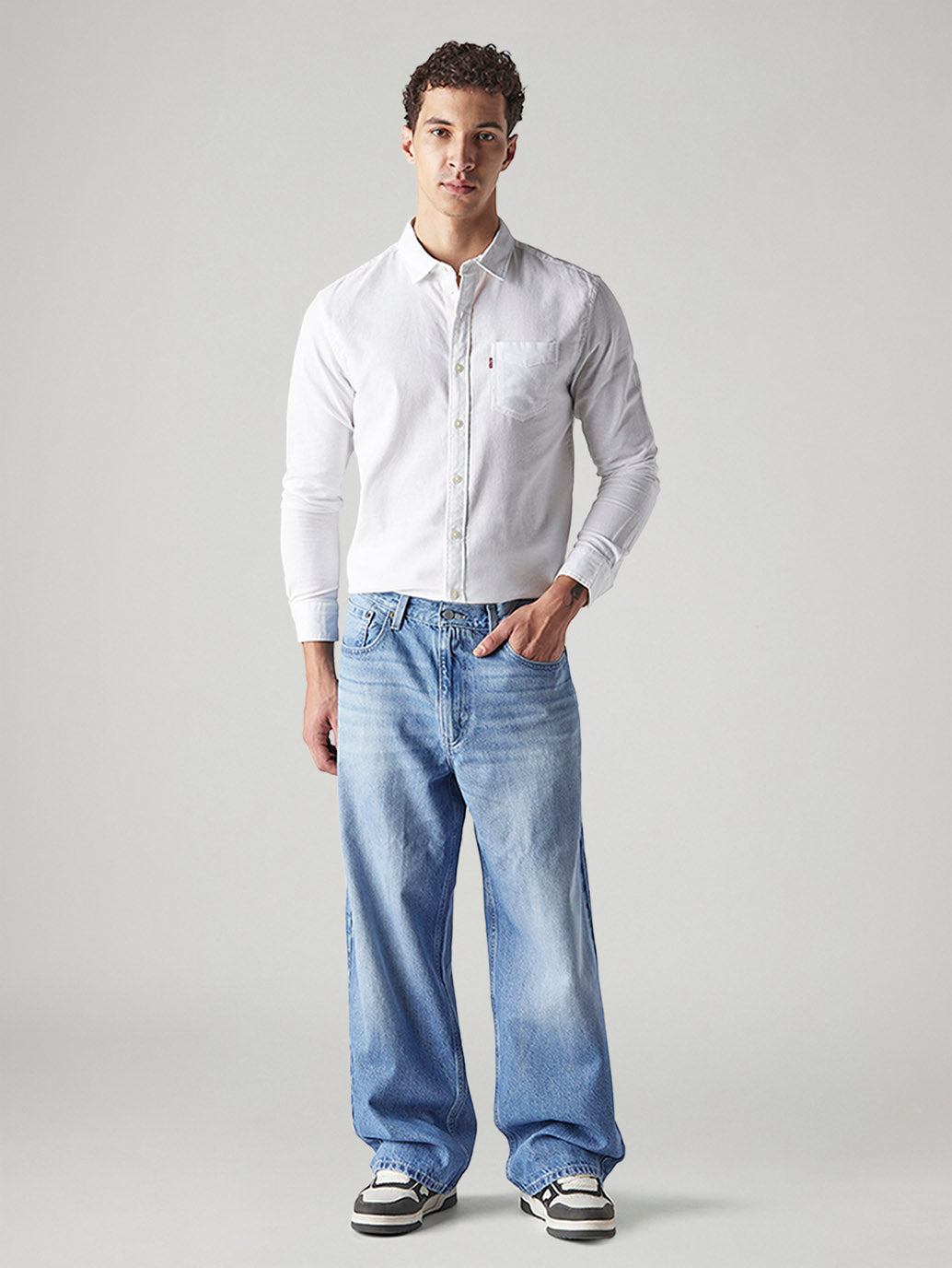 Men's Indigo Extra Baggy Fit Mid Rise Jeans