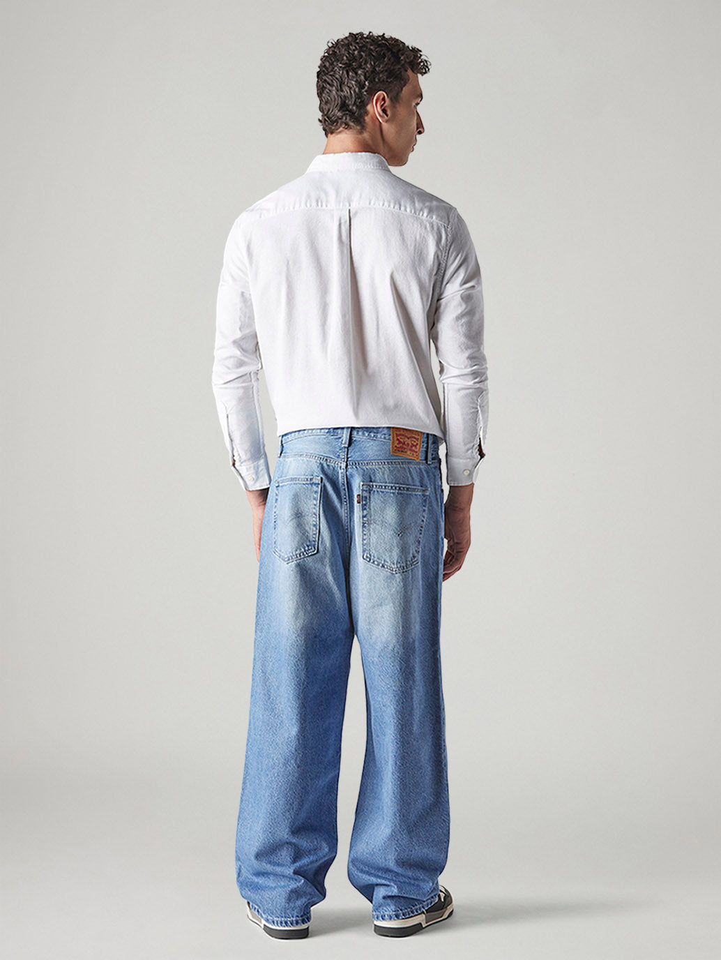 Men's Indigo Extra Baggy Fit Mid Rise Jeans - Back View