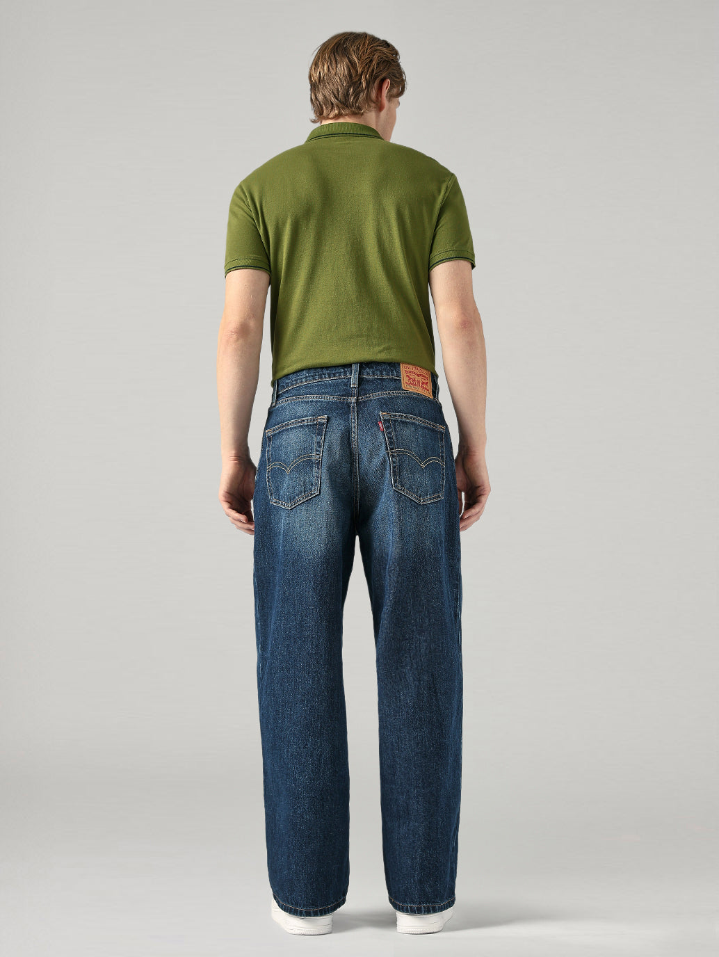 Men's Blue Extra Baggy Fit Mid Rise Jeans - Back View