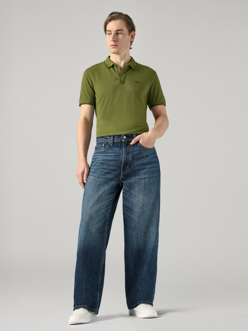 Men's Blue Extra Baggy Fit Mid Rise Jeans