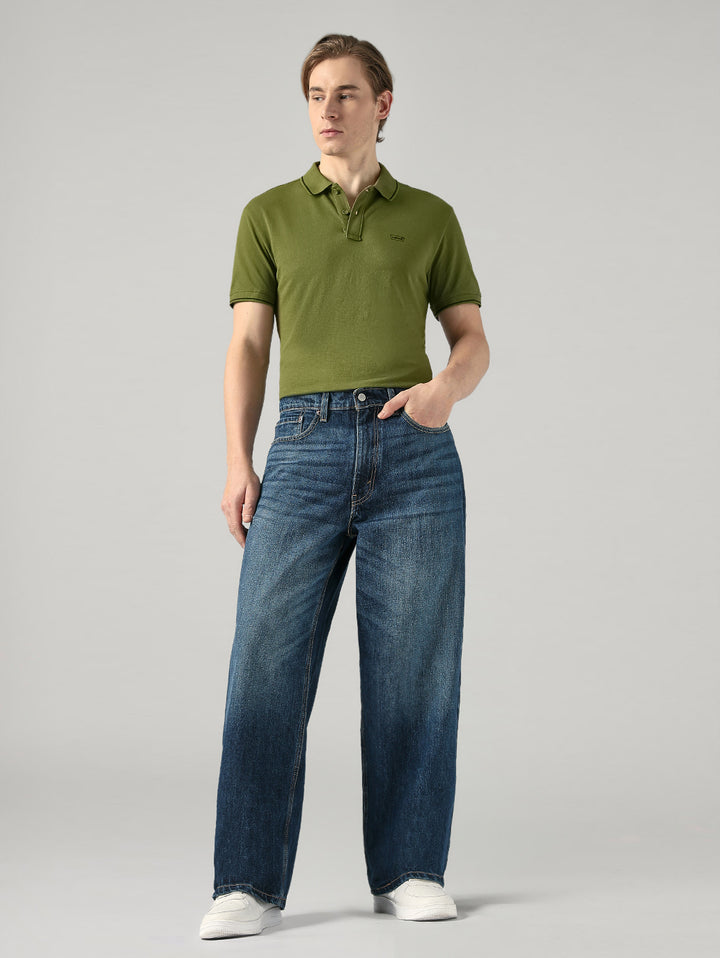 Men's Blue Extra Baggy Fit Mid Rise Jeans