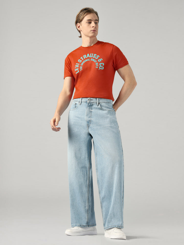 Men's Light Blue Extra Baggy Fit Mid Rise Jeans