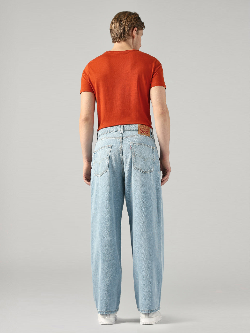 Men's Light Blue Extra Baggy Fit Mid Rise Jeans - Back View