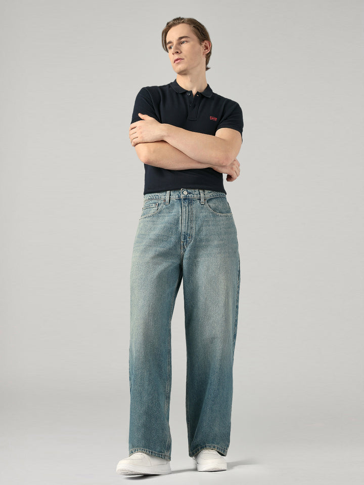 Men's Blue Extra Baggy Fit Mid Rise Jeans