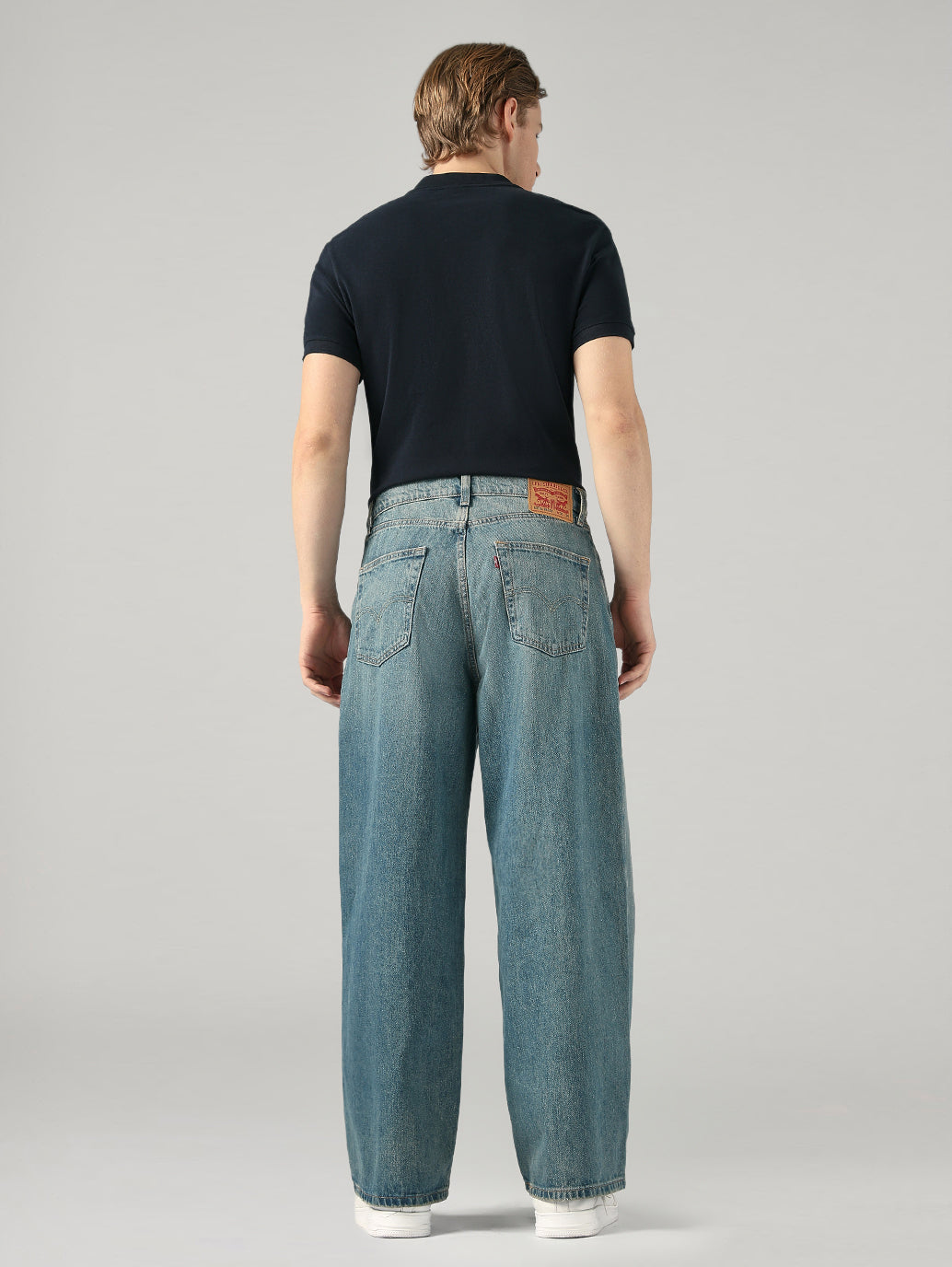 Men's Blue Extra Baggy Fit Mid Rise Jeans - Back View