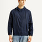 Men's Solid Navy Linen Jacket - Front View