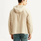 Men's Solid Beige Linen Hooded Shacket - Back View