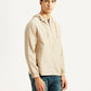 Men's Solid Beige Linen Hooded Shacket - Side View