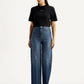 Women's Med Indigo Loose Fit High Rise Jeans - Front View