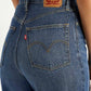 Women's Med Indigo Loose Fit High Rise Jeans - Detail View