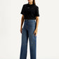 Women's Med Indigo Loose Fit High Rise Jeans - Side View