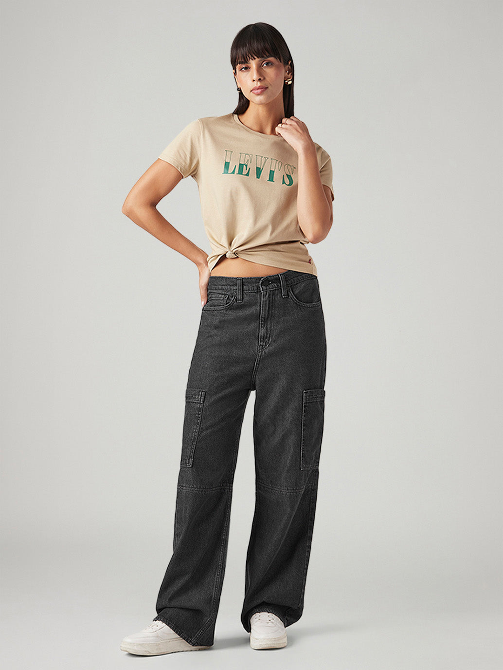 Women's Charcoal Grey Loose Fit High Rise Jeans