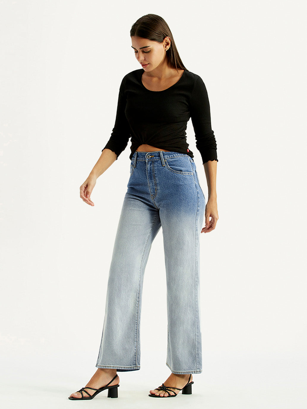Women's Light Indigo Flared Fit High Rise Jeans