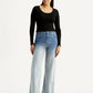 Women's Light Indigo Flared Fit High Rise Jeans - Front View