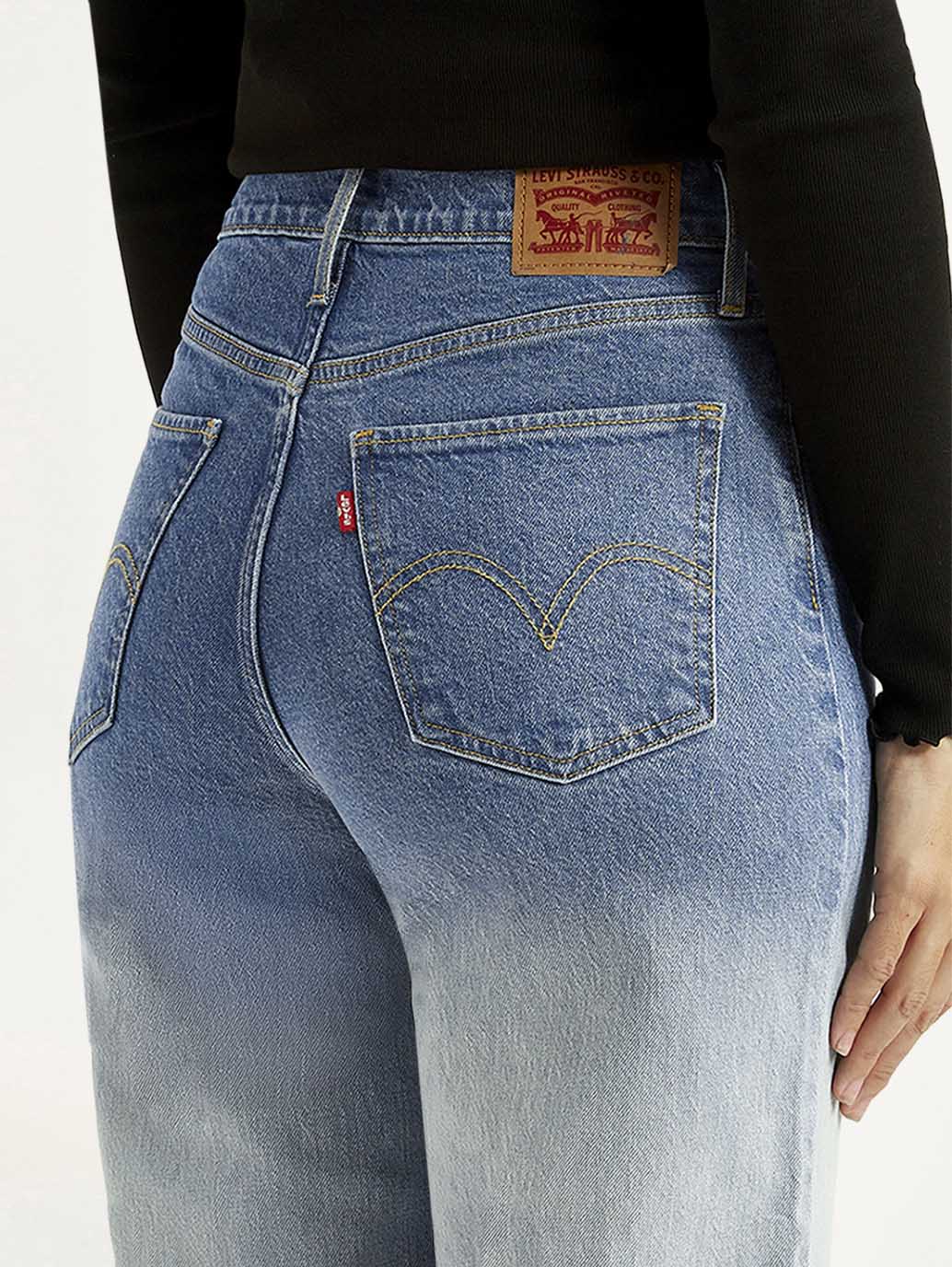 Women's Light Indigo Flared Fit High Rise Jeans - Detail View