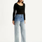Women's Light Indigo Flared Fit High Rise Jeans - Side View