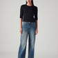 Women's Blue Mile High Wide Leg Fit High Rise Jeans - Front View
