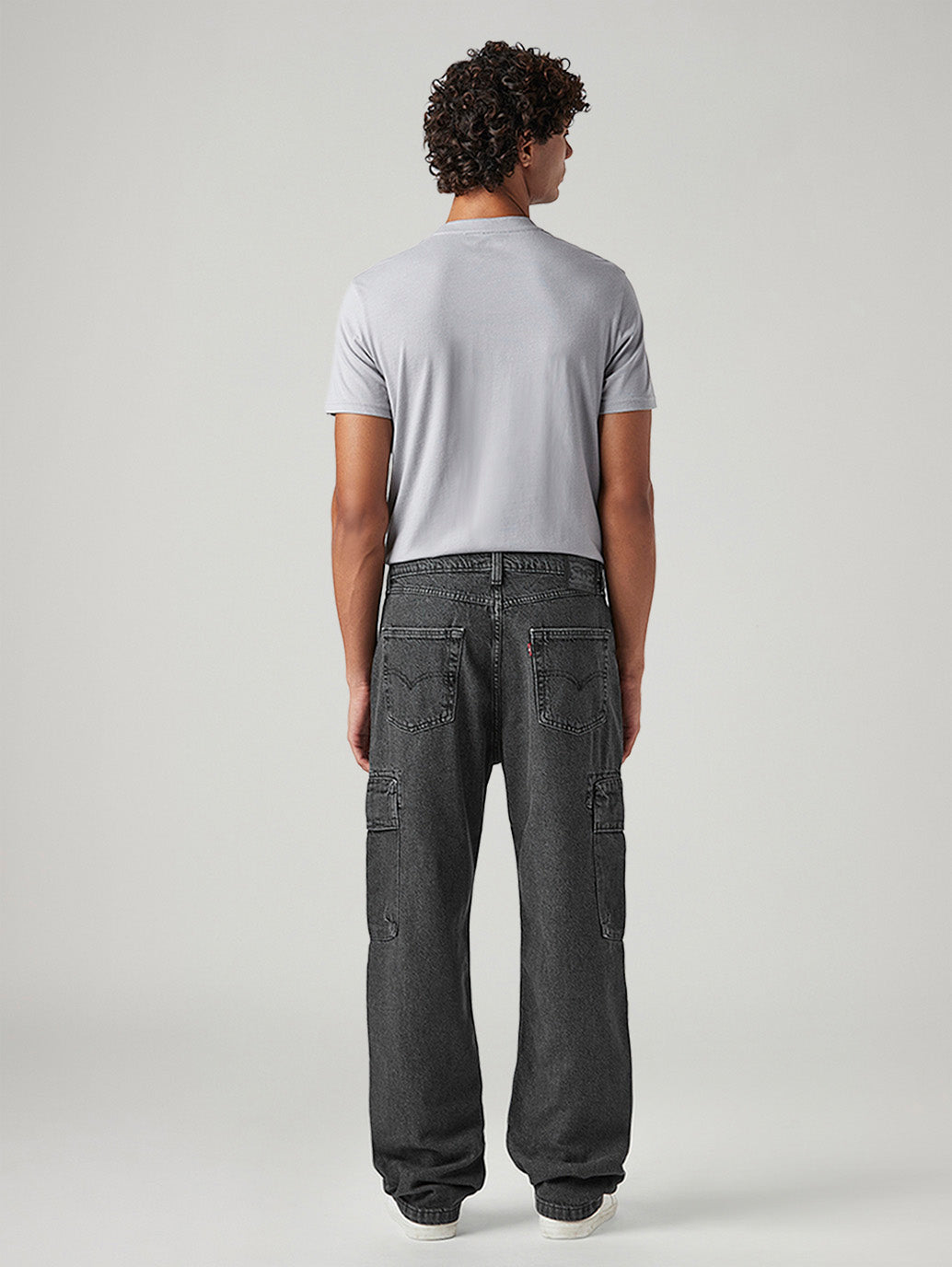 Men's 565 Charcoal Grey Loose Fit Mid Rise Cargos - Back View