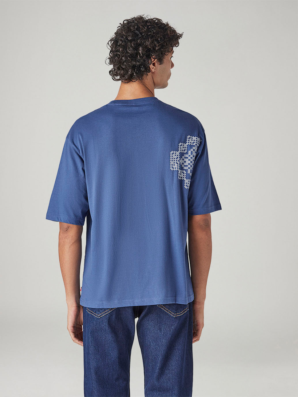 Men's Embroidered Loose Fit Jersey T-Shirt - Back View