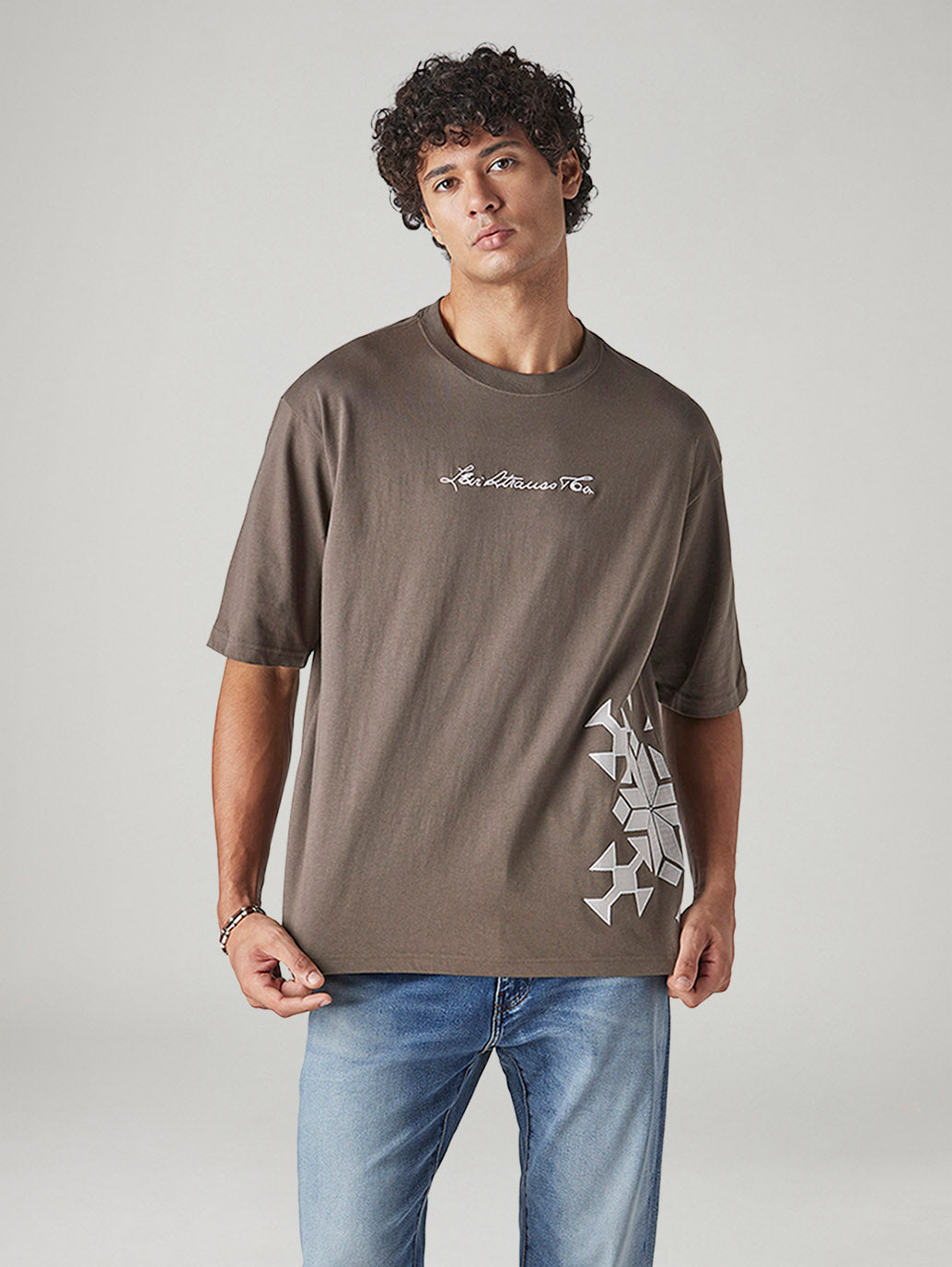 Men's Embroidered Loose Fit Jersey T-Shirt