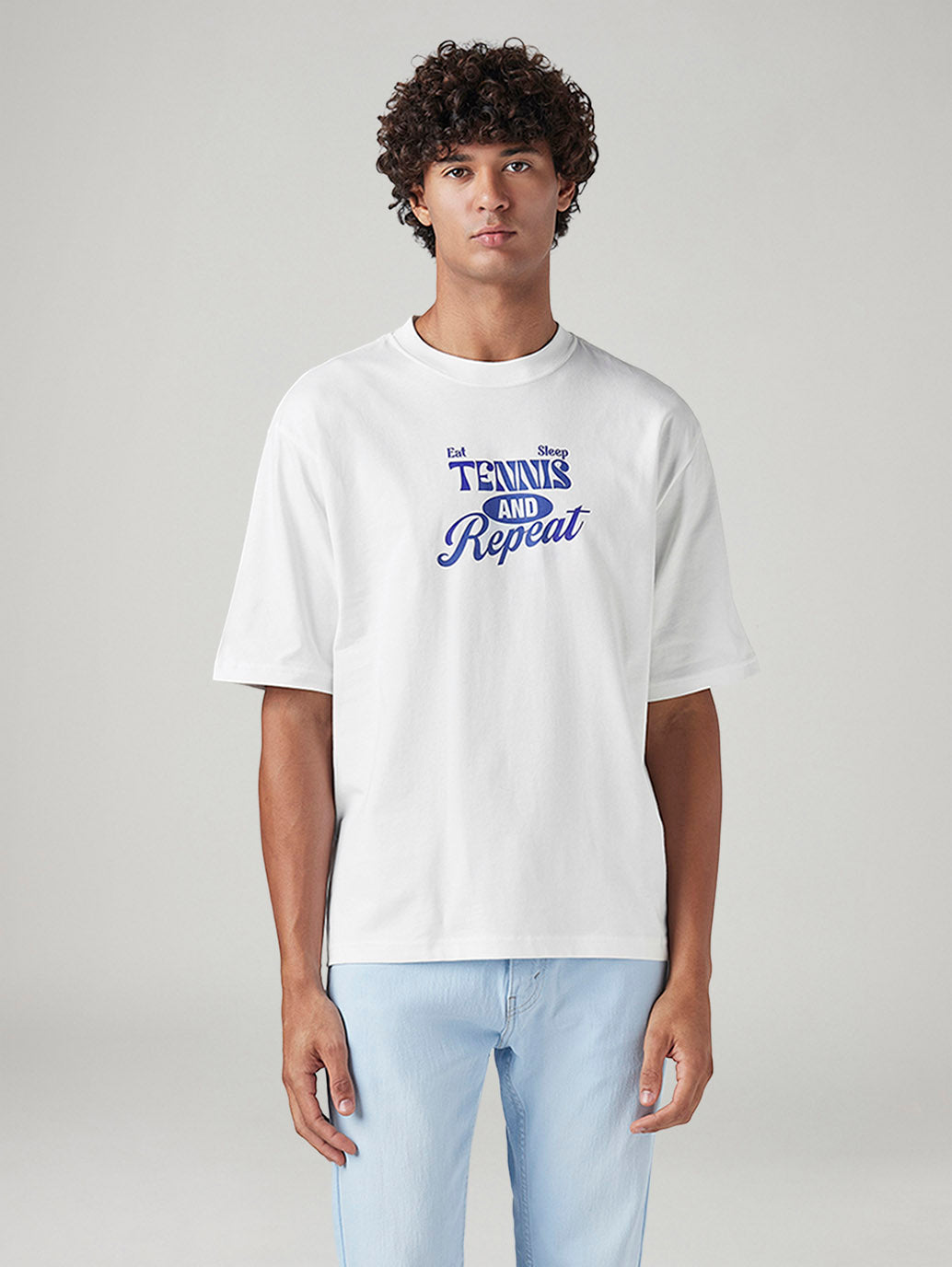 Men's Graphic Print Loose Fit T-Shirt - Front View