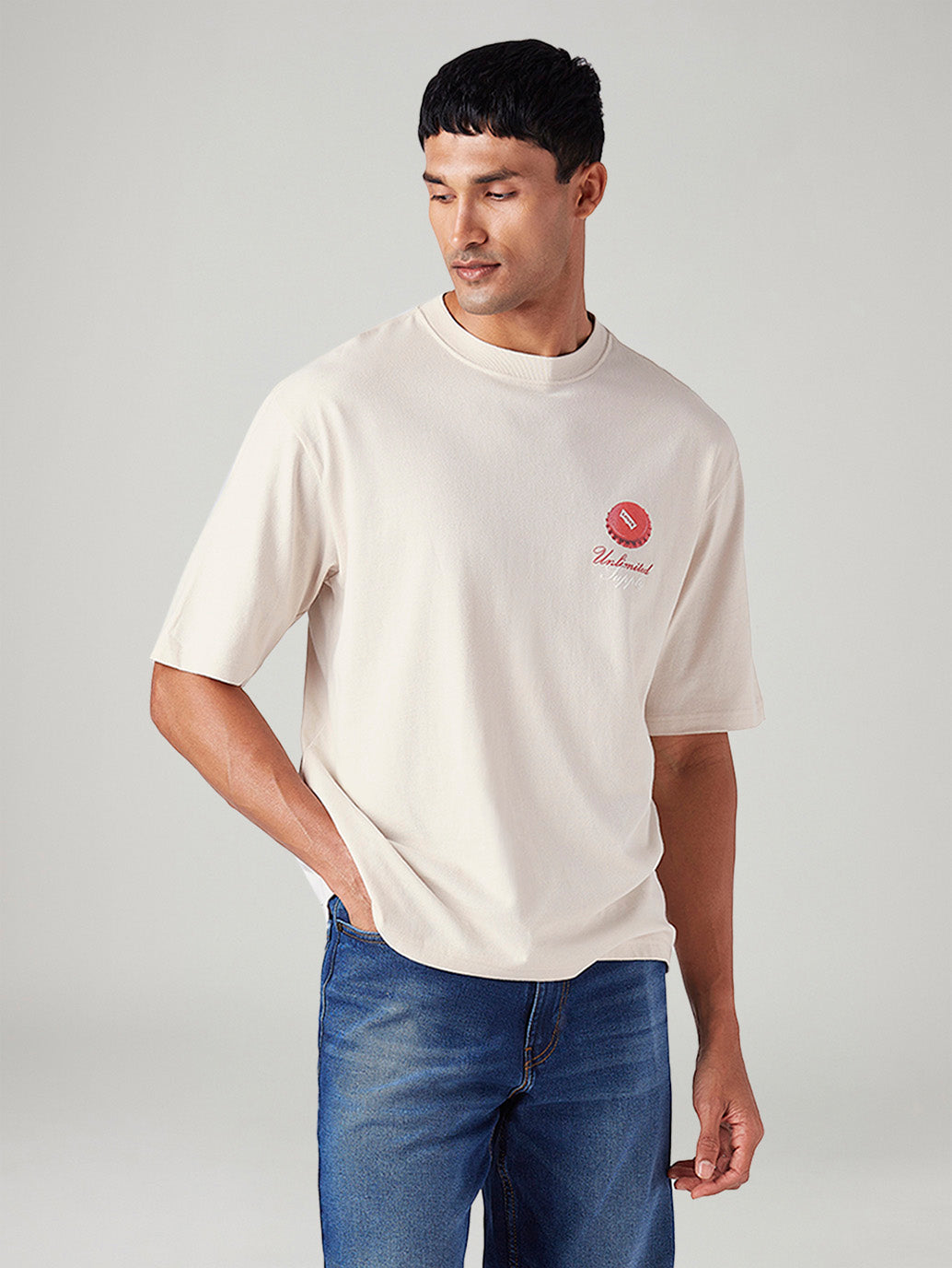 Men's Graphic Print Loose Fit T-Shirt - Front View