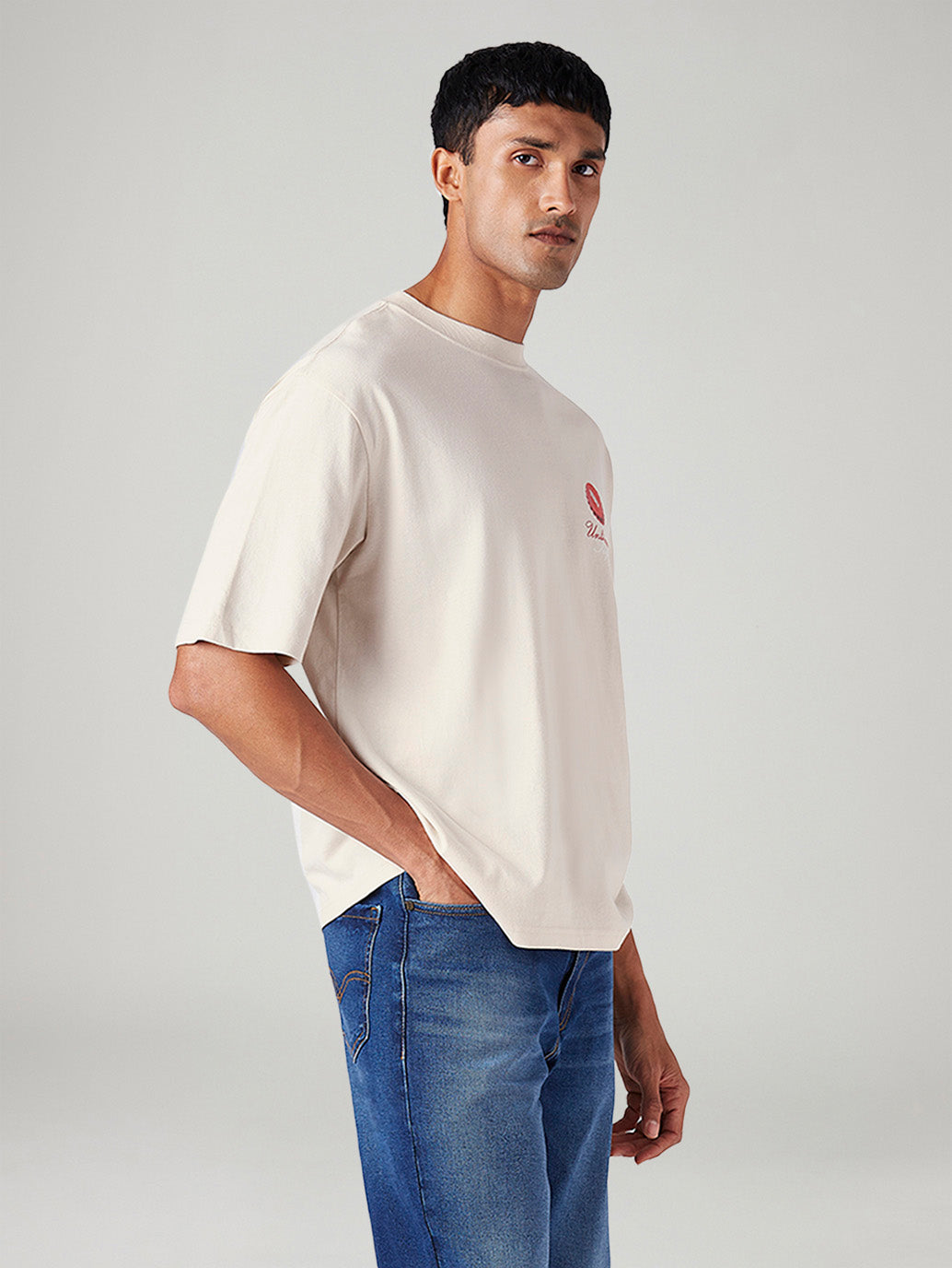Men's Graphic Print Loose Fit T-Shirt - Side View
