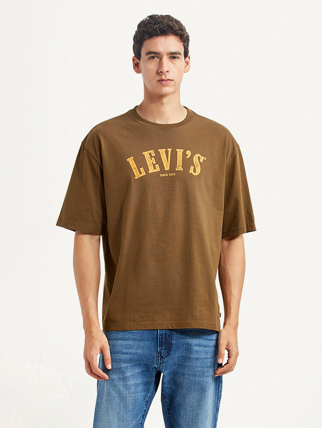 Men's Brand Logo Loose Fit T-shirt - Front View