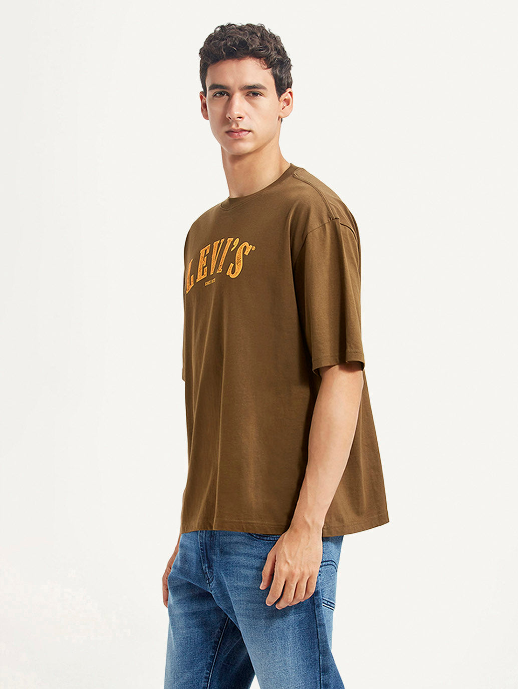 Men's Brand Logo Loose Fit T-shirt - Side View