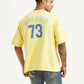 Men's Typographic Print Yellow Loose Fit T-shirt - Back View