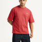 Men's Typographic Print Red Loose Fit T-shirt - Styleshot View