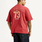Men's Typographic Print Red Loose Fit T-shirt - Back View