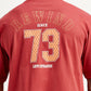 Men's Typographic Print Red Loose Fit T-shirt - Detail View
