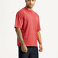 Men's Typographic Print Red Loose Fit T-shirt - Side View
