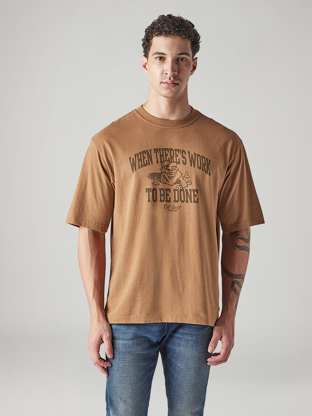 Men's Graphic Print Regular Fit Jersey T-Shirt - Front View