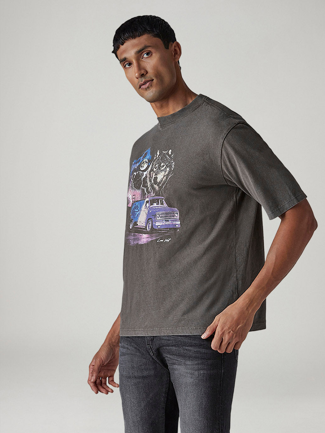 Men's Graphic Print Regular Fit Jersey T-Shirt - Side View