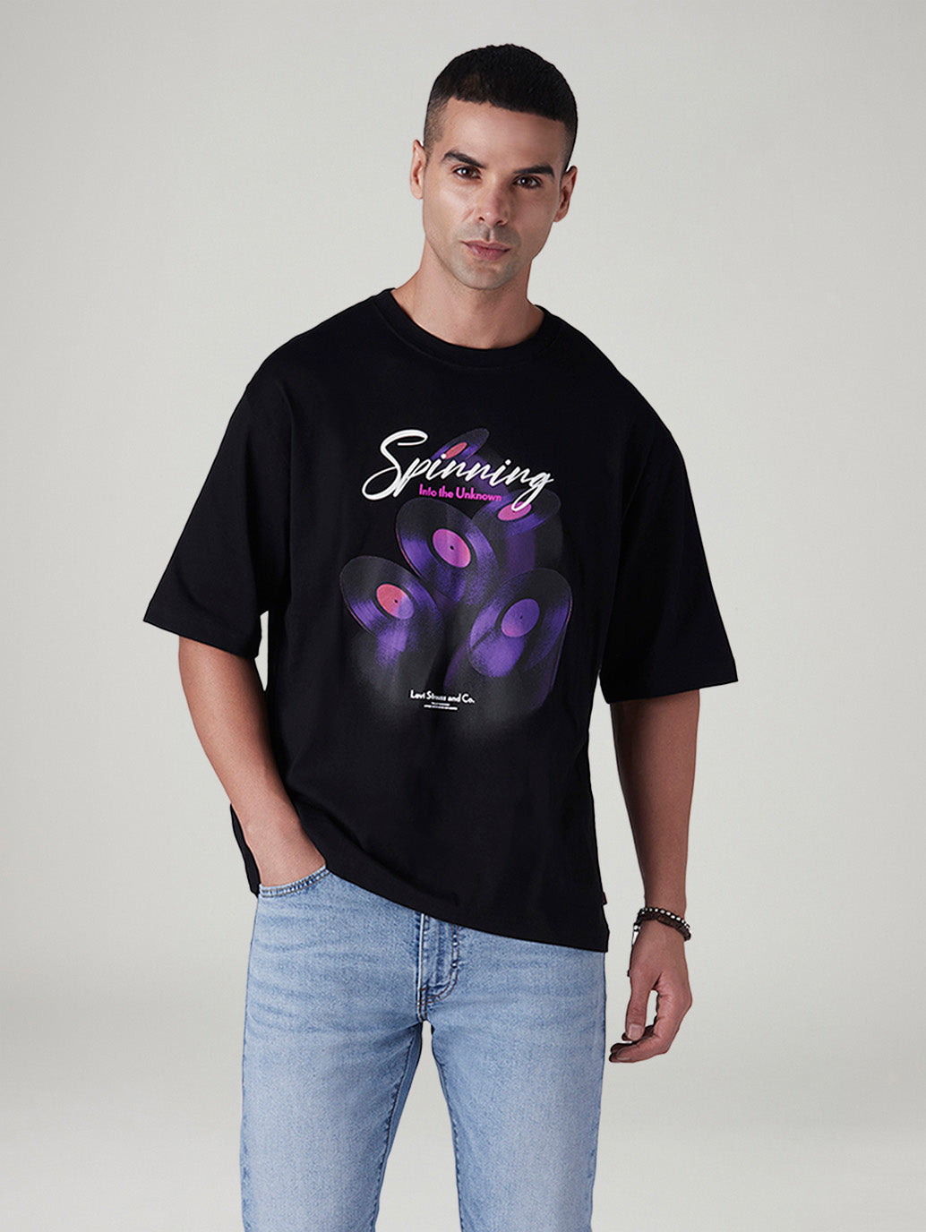 Men's Graphic Print Loose Fit Jersey T-Shirt