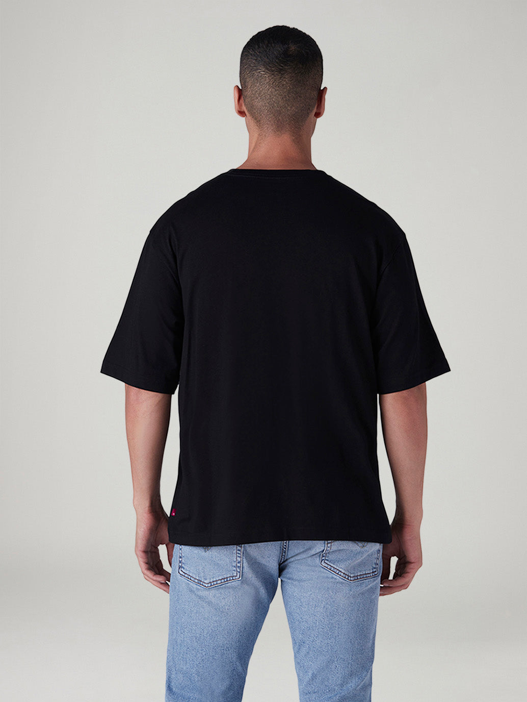 Men's Graphic Print Loose Fit Jersey T-Shirt - Back View