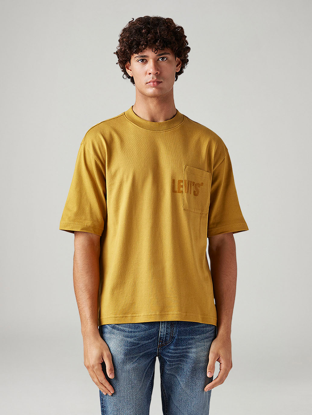 Men's Solid Loose Fit T-Shirt - Front View