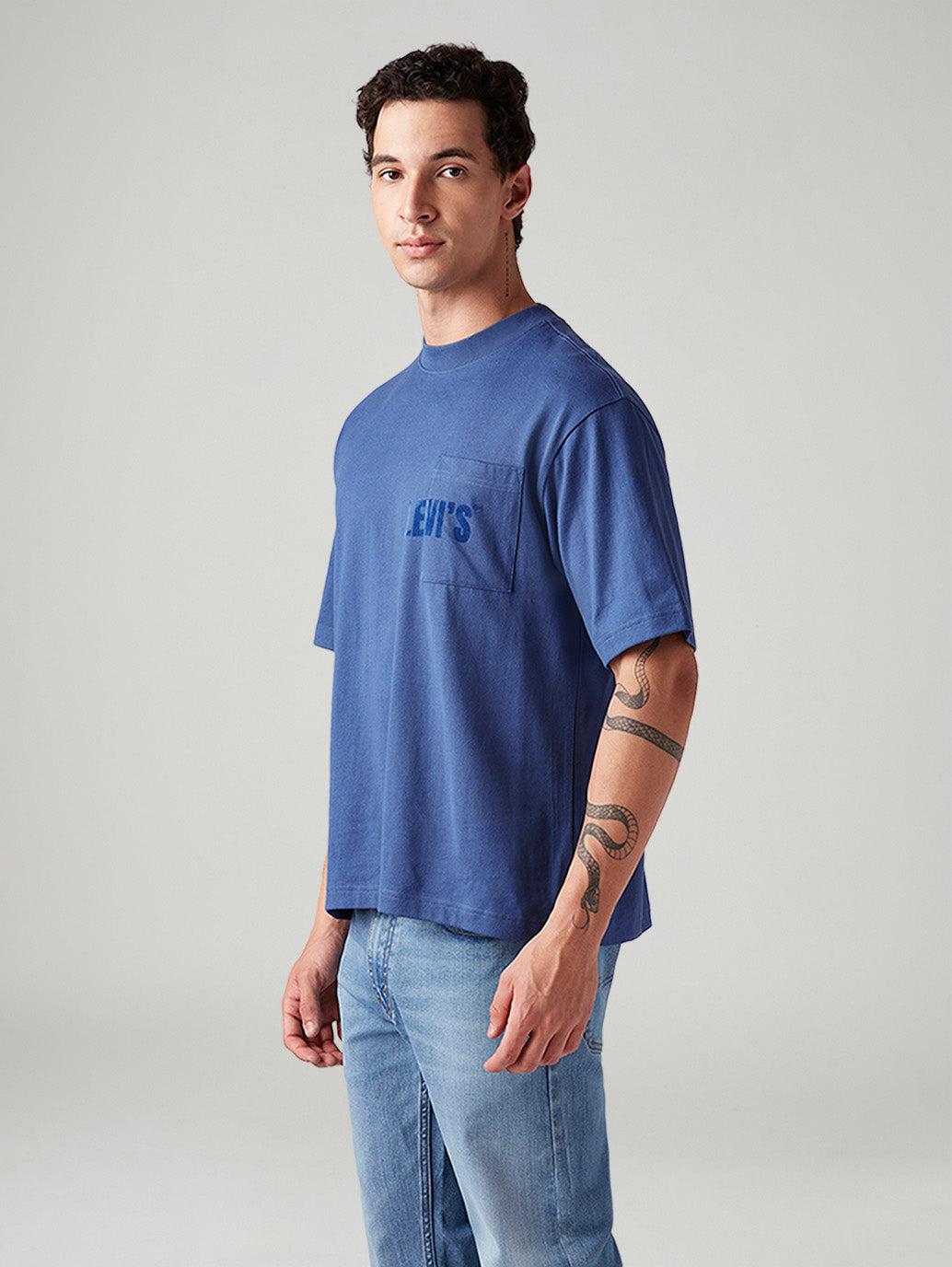 Men's Logo Printed Loose Fit T-Shirt - Side View