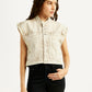 Women's Solid Beige Denim Jacket - Styleshot View