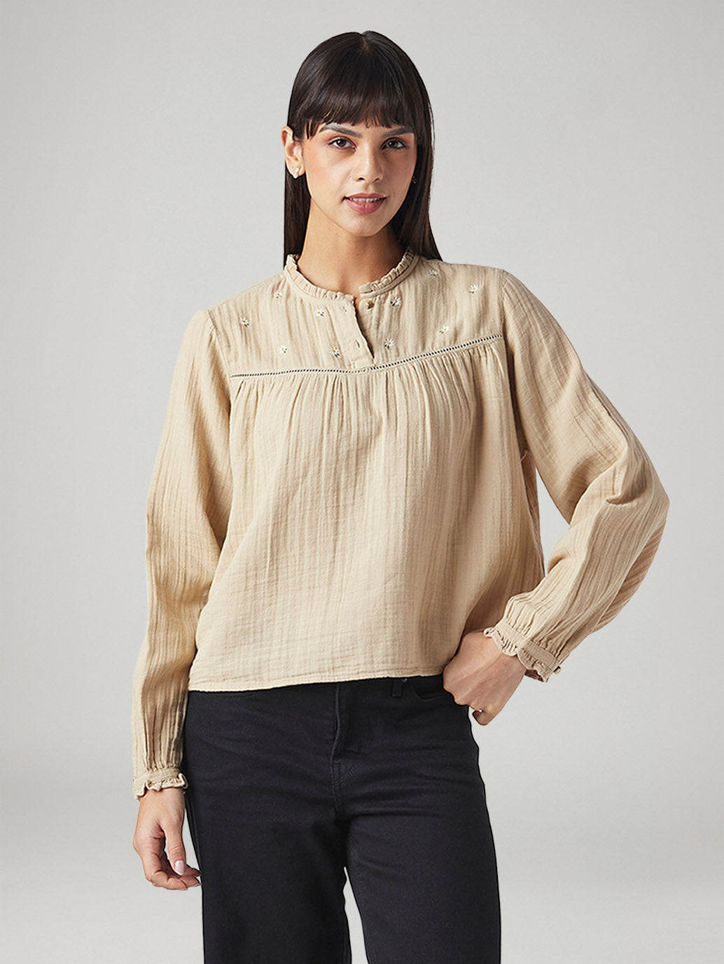 Women's Embroidered Regular Fit Top
