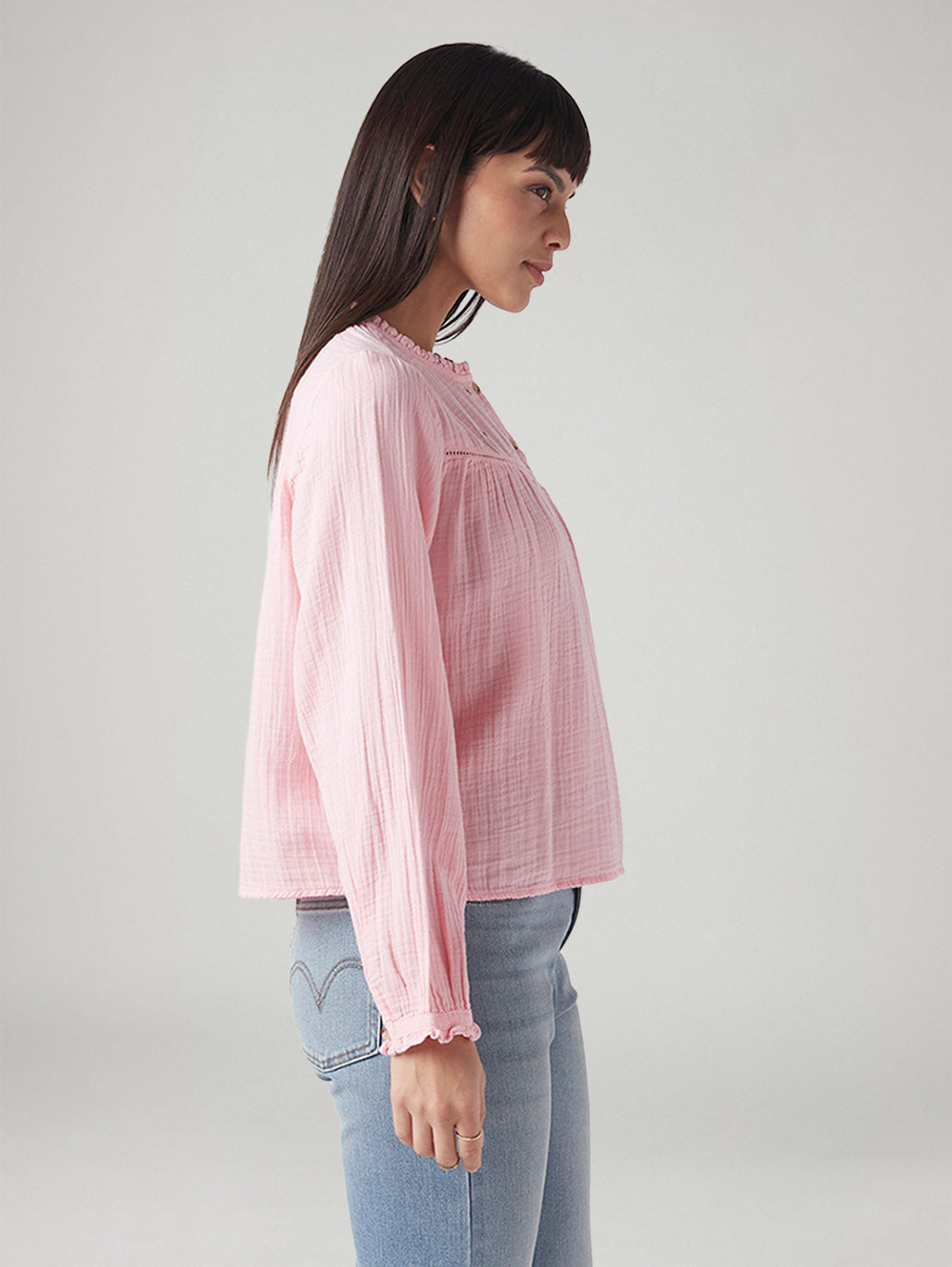 Women's Embroidered Regular Fit Top - Side View