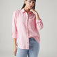 Women's Striped Relaxed Fit Linen Shirt - Styleshot View