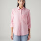 Women's Striped Relaxed Fit Linen Shirt - Front View