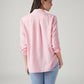 Women's Striped Relaxed Fit Linen Shirt - Back View