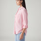 Women's Striped Relaxed Fit Linen Shirt - Side View