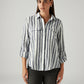 Women's Striped White Relaxed Fit Shirt - Front View